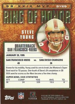 2002 Topps - Ring of Honor #SY29 Steve Young Back
