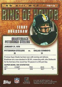 2002 Topps - Ring of Honor #TB13 Terry Bradshaw Back
