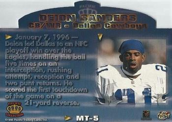 1996 Pacific Litho-Cel - Moments in Time #MT-5 Deion Sanders Back