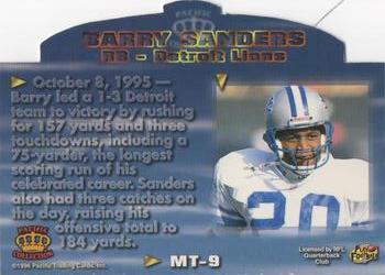 1996 Pacific Litho-Cel - Moments in Time #MT-9 Barry Sanders Back