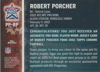 2002 Topps Chrome - Pro Bowl Jerseys #PP-RP Robert Porcher Back