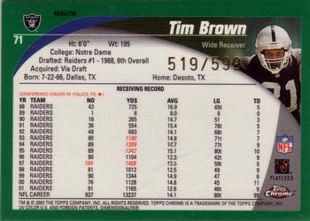 2002 Topps Chrome - Black Refractors #71 Tim Brown Back