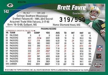 2002 Topps Chrome - Black Refractors #142 Brett Favre Back