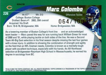 2002 Topps Chrome - Black Refractors #226 Marc Colombo Back
