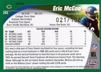 2002 Topps Chrome - Black Refractors #243 Eric McCoo Back