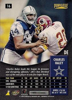 1996 Pinnacle #16 Charles Haley Back