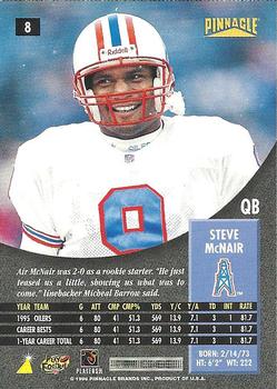 1996 Pinnacle #8 Steve McNair Back
