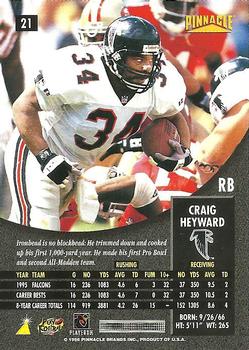 1996 Pinnacle #21 Craig Heyward Back