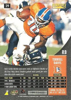 1996 Pinnacle #29 Terrell Davis Back