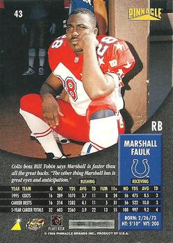 1996 Pinnacle #43 Marshall Faulk Back
