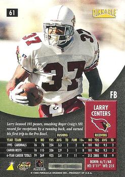 1996 Pinnacle #61 Larry Centers Back