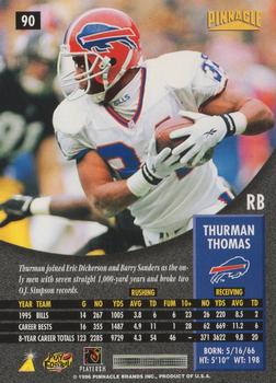 1996 Pinnacle #90 Thurman Thomas Back