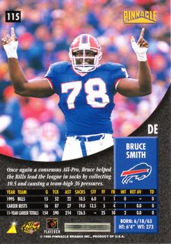 1996 Pinnacle #115 Bruce Smith Back