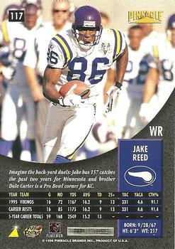1996 Pinnacle #117 Jake Reed Back