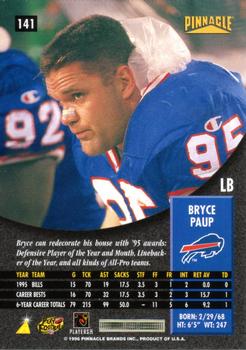 1996 Pinnacle #141 Bryce Paup Back