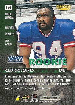 1996 Pinnacle #154 Cedric Jones Back