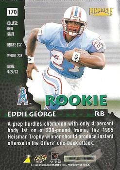 1996 Pinnacle #170 Eddie George Back