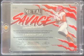 2023 Leaf Metal Draft - Savage Autographs #S-CL1 Cameron Latu Back