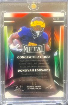2023 Leaf Metal Draft - Savage Autographs #S-DE1 Donovan Edwards Back