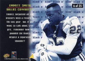 1996 Pinnacle - Black 'N Blue #6 Emmitt Smith Back