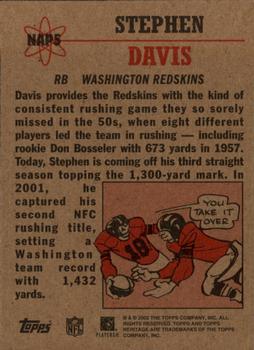 2002 Topps Heritage - New Age Performers #NAP5 Stephen Davis Back