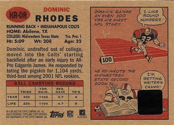 2002 Topps Heritage - Real One Autographs #HR-DR Dominic Rhodes Back