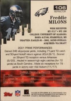 2002 Topps Pristine - Refractors #106 Freddie Milons Back