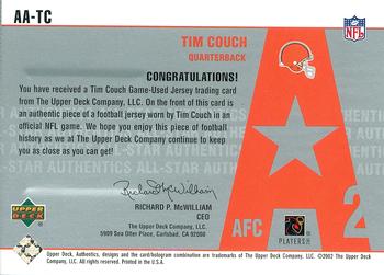 2002 UD Authentics - All-Star Authentics #AA-TC Tim Couch Back