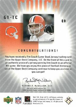 2002 UD Graded - Jerseys #G1-TC Tim Couch Back