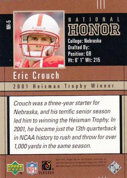 2002 UD Piece of History - National Honor #NH-5 Eric Crouch Back