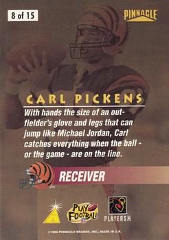 1996 Pinnacle - On the Line #8 Carl Pickens Back