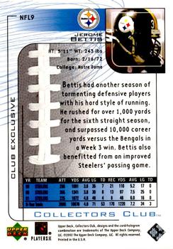 2002 Upper Deck Collector's Club #NFL9 Jerome Bettis Back