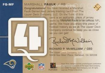 2002 Upper Deck - Fourth Quarter Fabrics Gold #FQ-MF Marshall Faulk Back