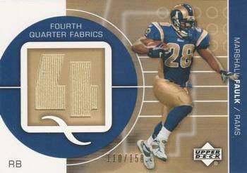 2002 Upper Deck - Fourth Quarter Fabrics Gold #FQ-MF Marshall Faulk Front