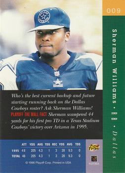 1996 Playoff Absolute #009 Sherman Williams Back