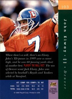 1996 Playoff Absolute #103 John Elway Back