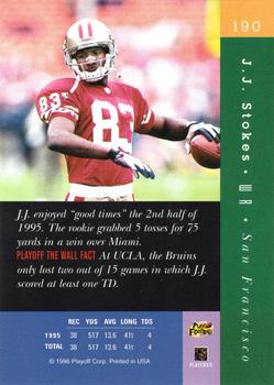 1996 Playoff Absolute #190 J.J. Stokes Back