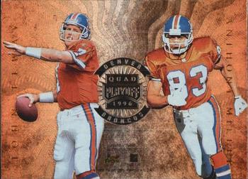 1996 Playoff Absolute - Quad Series #9 Terrell Davis / John Elway /Anthony Miller / Shannon Sharpe Front