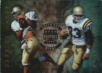 1996 Playoff Absolute - Quad Series #34 Derrick Mayes / Karim Abdul-Jabbar / Alex Van Dyke / Bobby Engram Front
