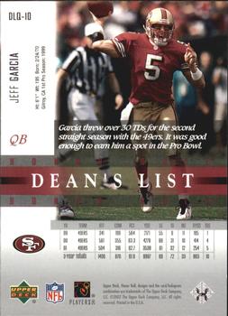 2002 Upper Deck Honor Roll - Dean's List #DLQ-10 Jeff Garcia Back