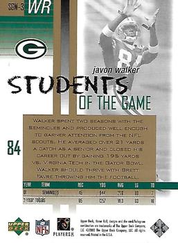 2002 Upper Deck Honor Roll - Students of the Game Gold #SGW-3 Javon Walker Back