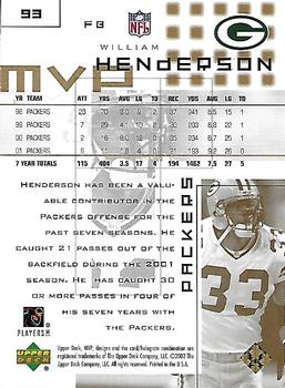 2002 Upper Deck MVP - Gold #93 William Henderson Back