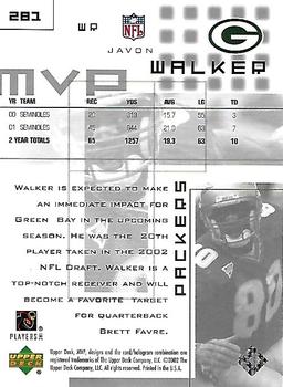 2002 Upper Deck MVP - Silver #281 Javon Walker Back
