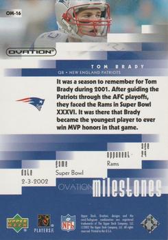 2002 Upper Deck Ovation - Milestones #OM-16 Tom Brady Back