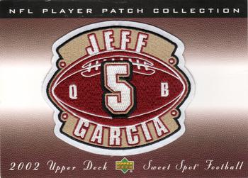 2002 Upper Deck Sweet Spot - Patches #NNO Jeff Garcia Front