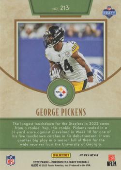 2022 Panini Chronicles - 2022 Panini Legacy Update Silver #213 George Pickens Back