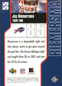 2002 Upper Deck XL - Holofoil #55 Jay Riemersma Back