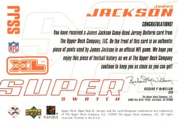 2002 Upper Deck XL - Super Swatch Jerseys Silver #SSJJ James Jackson Back