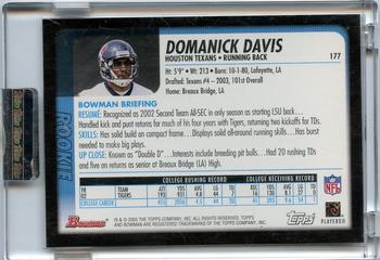 2003 Bowman - Uncirculated Gold #177 Domanick Davis Back