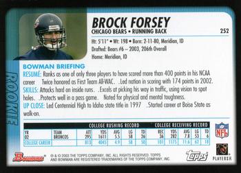 2003 Bowman - Uncirculated Gold #252 Brock Forsey Back